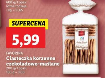 Lidl Ciasteczka korzenne czekoladowo-maślane favorina oferta