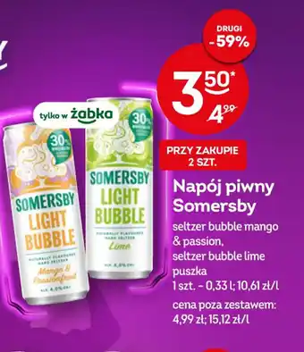 Żabka Somersby napój piwny seltzer bubble mango & passion, seltzer bubble lime puszka 330 ml oferta