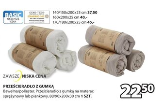 JYSK Prześcieradło z gumką 80/90x200x30cm oferta