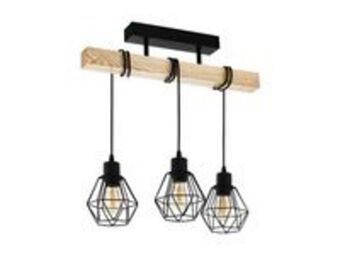 OBI Eglo lampa wisząca townshend czarna z drewnem 3xe27 oferta