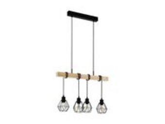 OBI Eglo lampa wisząca townshend czarna z drewnem 4xe27 oferta