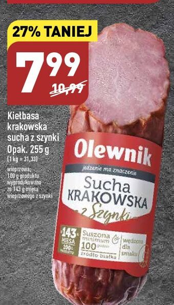 ALDI Kiełbasa krakowska sucha z szynki olewnik oferta