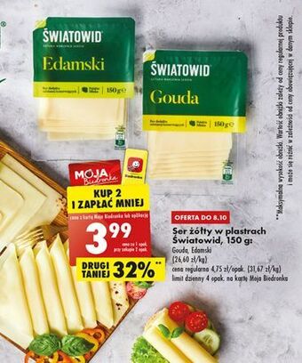 Biedronka Ser gouda plastry światowid oferta