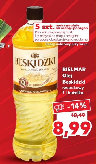 Kaufland Bielmar beskidzki czysty olej rzepakowy 100% 1 l oferta