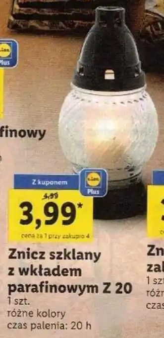 Lidl Znicz szklany z wkładem parafinowym Z 20 czas palenia 20 h oferta