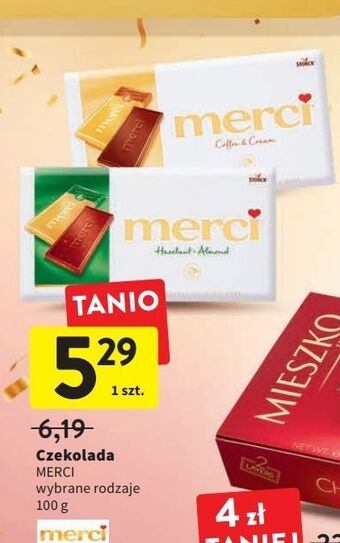 Intermarche Czekolada mleczna z kawałkami orzechów i migdałami storck merci oferta