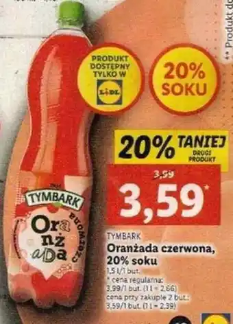 Lidl Tymbark oranżada czerwona oferta