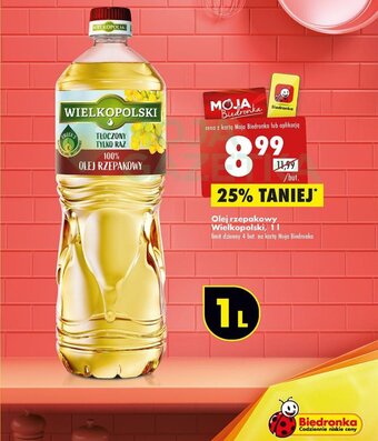 Biedronka Wielkopolski olej rzepakowy 1l oferta