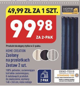 ALDI Zasłona z oczkami 140 x 245 cm home creation oferta