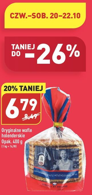 ALDI Wafle holenderskie oryginalne przekładane karmelem oferta