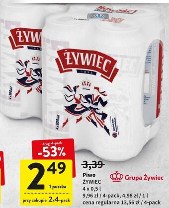 Intermarche Piwo żywiec jasne pełne oferta