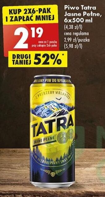 Biedronka Tatra Piwo Jasne Pełne 500 ml oferta