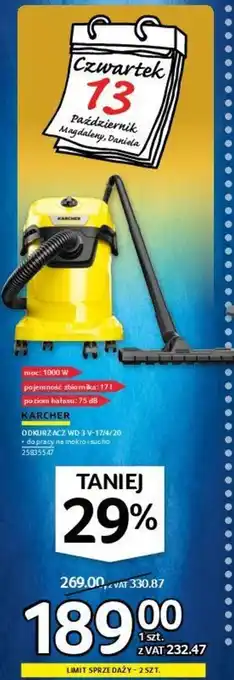 Selgros Karcher Odkurzacz WD 3 V-17/4/20 do pracy na mokro i sucho oferta