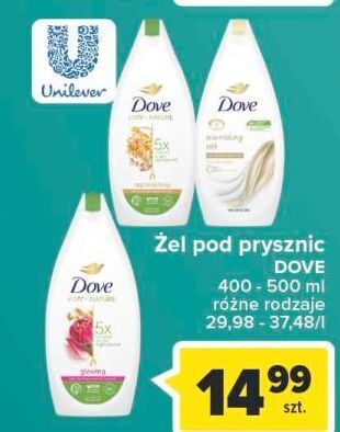Carrefour Żel pod prysznic glowing dove care by nature oferta