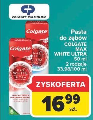 Carrefour Pasta do zębow colgate max white ultra active foam oferta