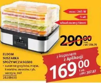 Selgros Eldom suszarka spożywcza SG500 suszenie grzybów, mięsa, kwiatów, owoców, ryb, warzyw, ziół oferta