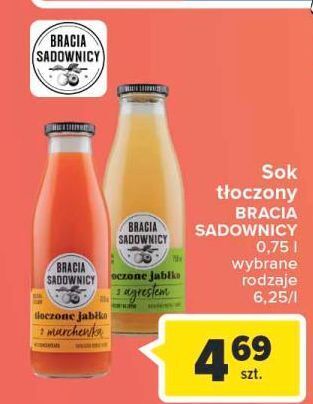 Carrefour Sok tłoczone jabłko z agrestem bracia sadownicy oferta