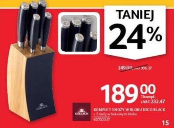 Selgros Gerlach komplet 5 noży w bloku deco black oferta