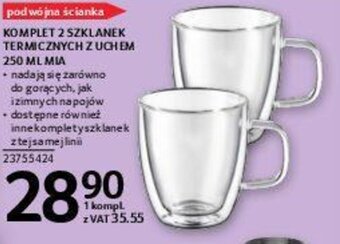 Komplet 2 szklanek termicznych z uchem 250 ml mia
