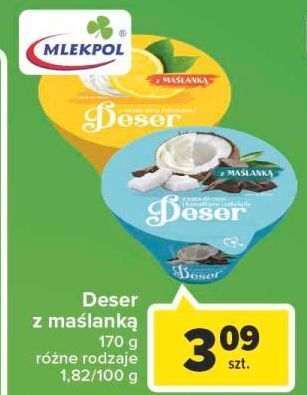 Carrefour Deser z maślanką nata de coco i kawałkami czekolady mlekpol oferta