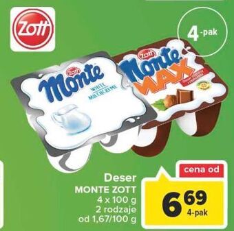 Carrefour Deser mleczno-czekoladowy z orzechami zott monte oferta