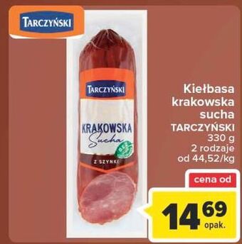 Carrefour Kiełbasa krakowska sucha z szynki tarczyński oferta
