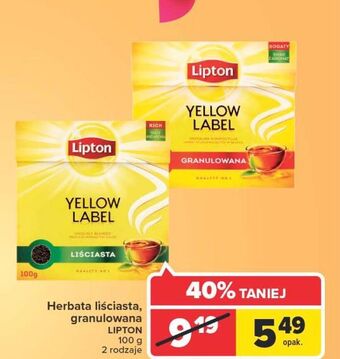 Carrefour Herbata granulowana lipton yellow label tea oferta