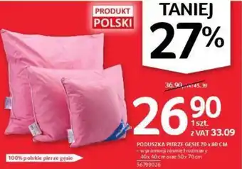 Selgros Poduszka pierze gęsie 70x80cm oferta