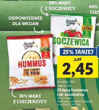 Lidl Chipsy z soczewicy o smaku pomidora i bazylii snack day oferta