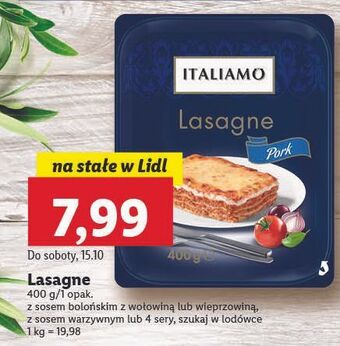 Lidl Lasagne z sosem warzywnym italiamo oferta