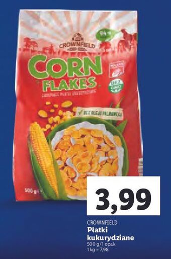 Lidl Płatki kukurydziane crownfield corn flakes oferta