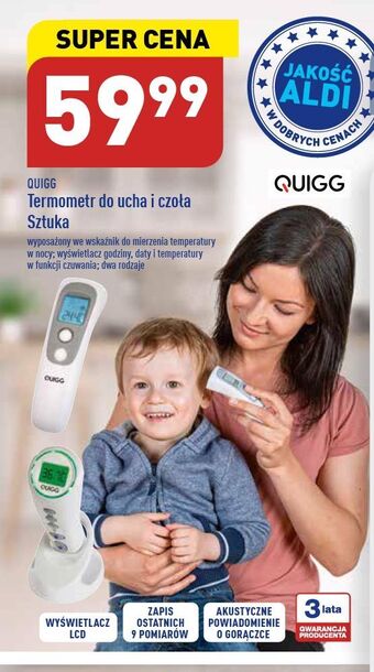 ALDI Termometr do ucha i czoła z wyświetlaczem lcd quigg oferta