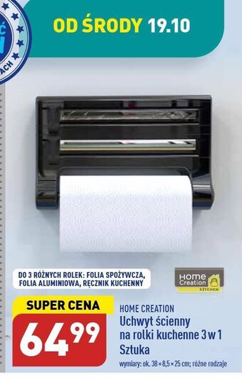ALDI Uchwyt ścienny na rolki kuchenne 3w1 home creation oferta