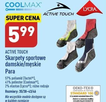 ALDI Skarpety sportowe męskie 43-46 active touch oferta