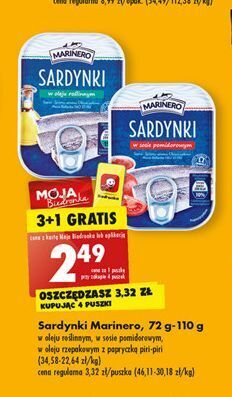Biedronka Sardynki w sosie pomidorowym marinero oferta