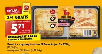 Biedronka Panini z szynką i serem el toro rojo oferta