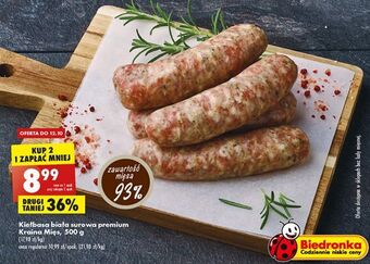 Biedronka Kiełbasa biała surowa premium kraina mięs oferta