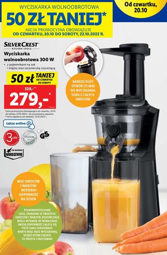 Lidl Wyciskarka wolnoobrotowa 300 w silvercrest oferta