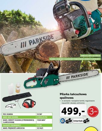 Lidl Pilarka łańcuchowa spalinowa parkside oferta