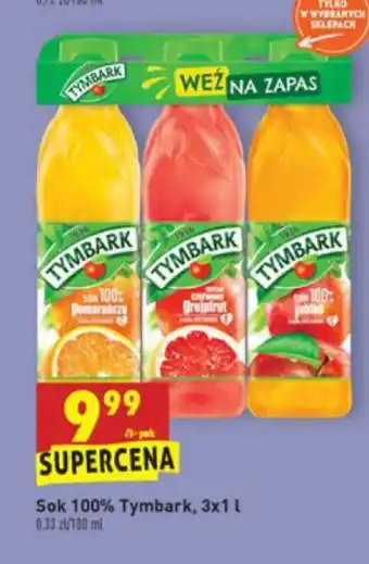 Biedronka Sok 100% Tymbark 3x 1l oferta