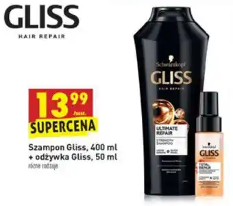 Biedronka Szampon Gliss 400ml + odżywka Gliss, 50ml oferta