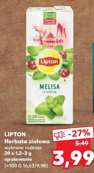 Kaufland Herbatka melisa z wiśnią lipton zioła świata oferta
