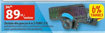 Auchan Zestaw dla gracza thunderstreak: klawiatura + mysz słuchawki podkładka fury oferta