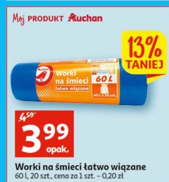 Auchan Worki na śmieci 60 l auchan oferta