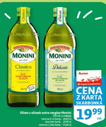 Auchan Oliwa z oliwek extra vergine monini delicato oferta