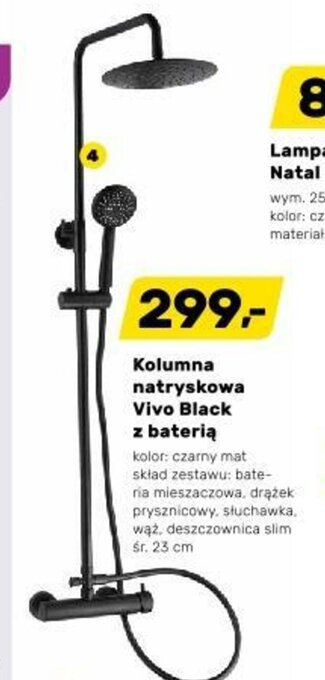 Bricomarche Kolumna natryskowa Vivo Black z baterią oferta