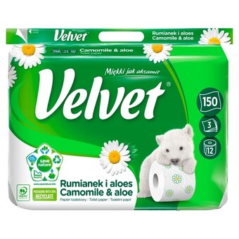 Społem Velvet rumianek i aloes papier toaletowy 12 rolek oferta