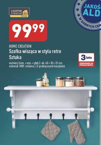 ALDI Szafka wisząca w stylu retro 60 x 30 25 cm home creation oferta