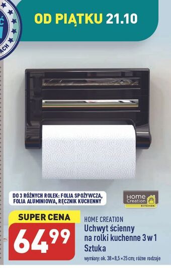 ALDI Uchwyt ścienny na rolki kuchenne 3w1 home creation oferta