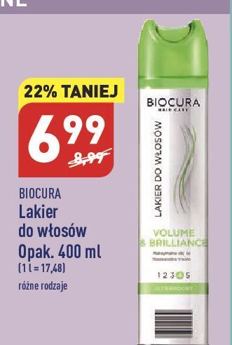 ALDI Lakier do włosów volume & brilliance ultra strong 4 biocura oferta